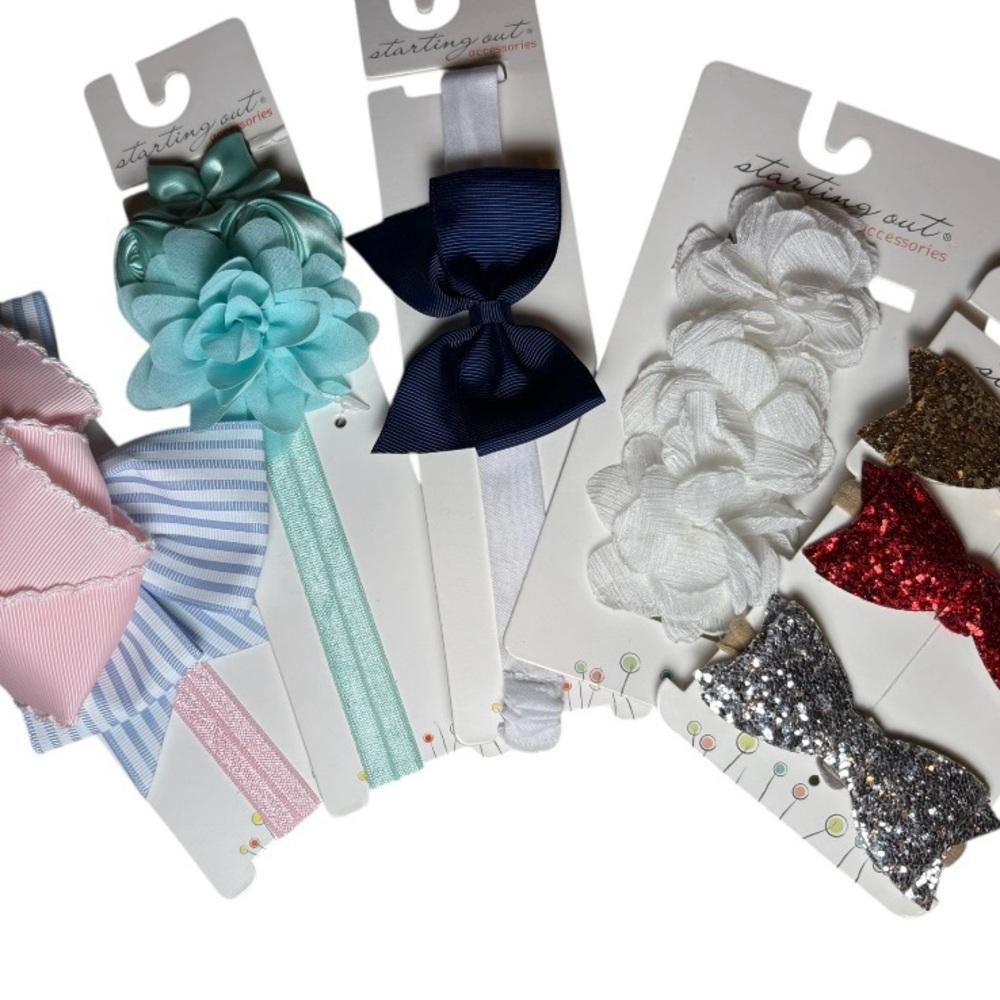Starting Out Hair Accessories Set - Blue, White, Pink, Red, Gold, Silver